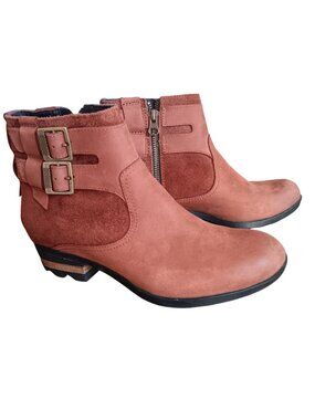 8 Sorel Lolla Sorel Booties Ankle Boots Dual Buckle Side Zipper